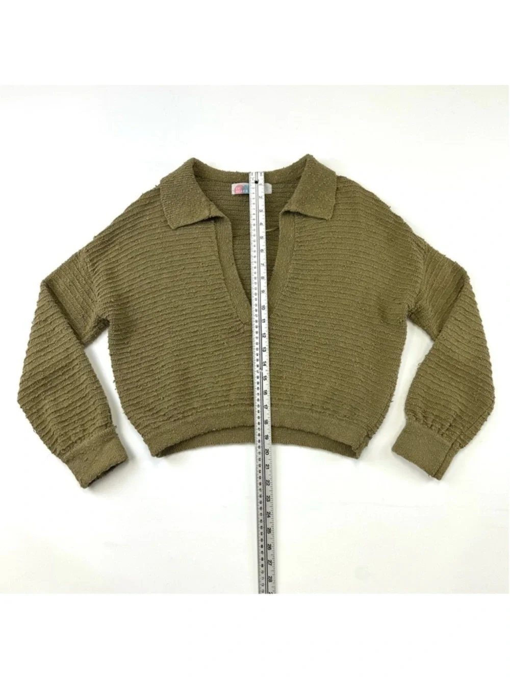Free People Beach Olive collared Oversized knit top XS Casual All Season Boho